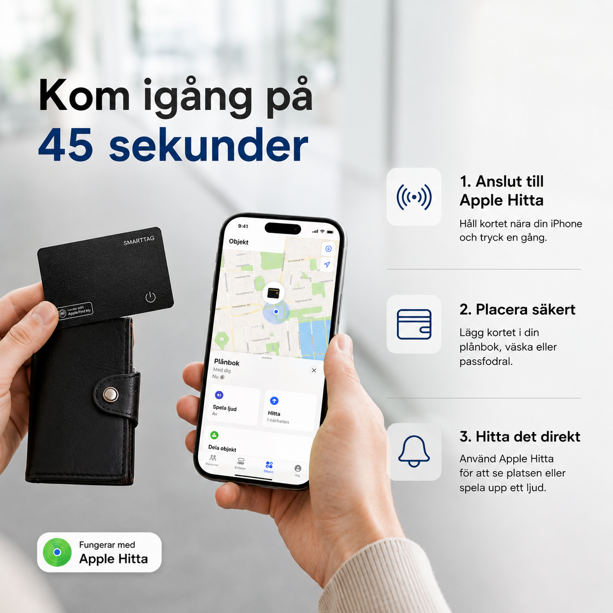 NordTrace spårningskort - Smart spårningskort för Apple Hitta