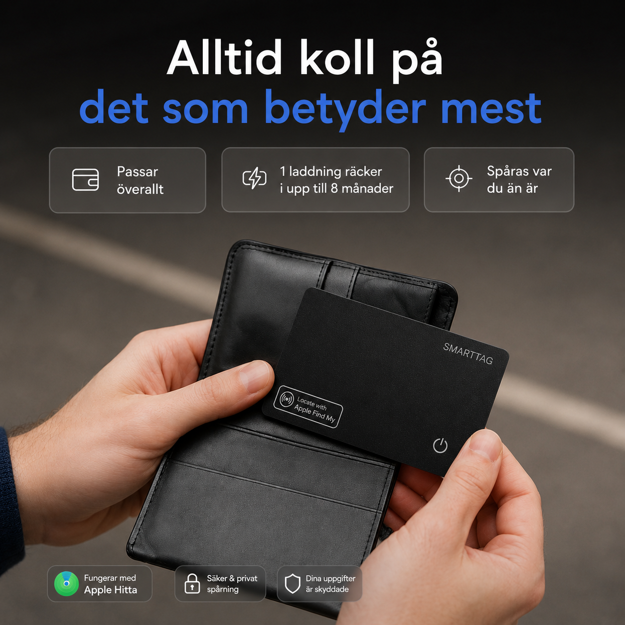 NordTrace spårningskort - Smart spårningskort för Apple Hitta